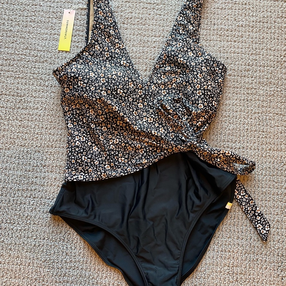 summersalt Black and White Floral One-Piece Swimsuit - Picture 2 of 4
